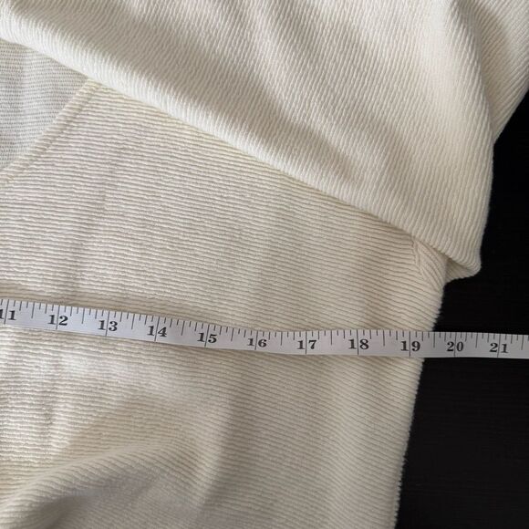 Madewell Texture And Thread Top Sz L Cream Cropped Ribbed Twist V Neck Cotton - Picture 9 of 10